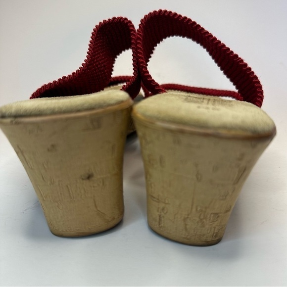 Mootsies Tootsies Red Sandals Woven Straps Cork Heel Size 9 Y2K Slip On EUC - Picture 9 of 10